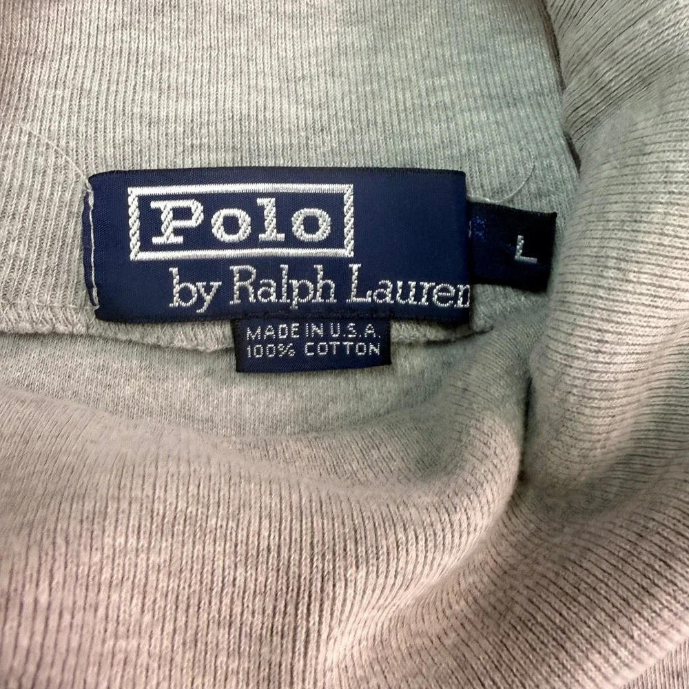 Polo‎ Ralph Lauren Turtleneck Men Large Grey Cotton USA Made Vintage Pony Logo
